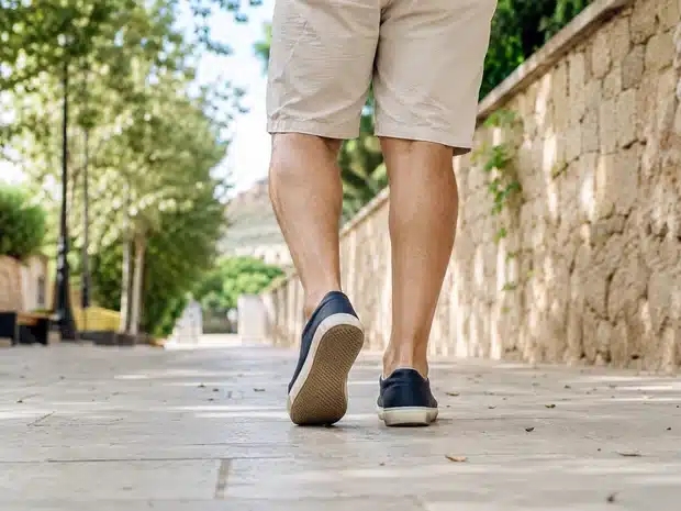 Legs walking to activate the calf muscle pump