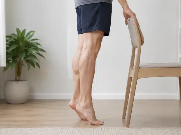 Heel raise exercise to activate the calf muscle pump
