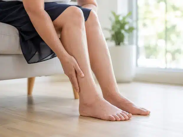 Ankles and legs with a feeling of heaviness and swelling during hot months