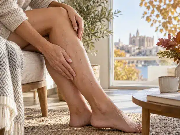 Piernas con varices superficiales leves